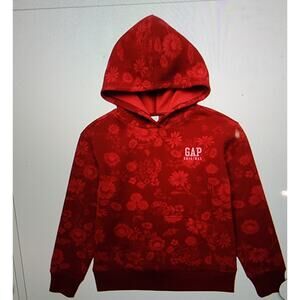 GAP Youth Fleece Pants Red Floral Hoodie Unisex Y2K Cozycore Large NWT
